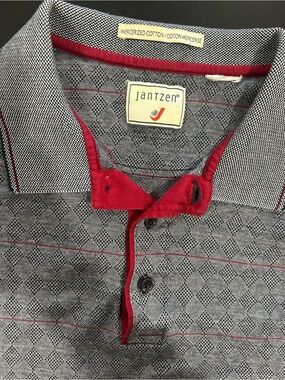Jantzen Grey Polo with Red Contrast Trim